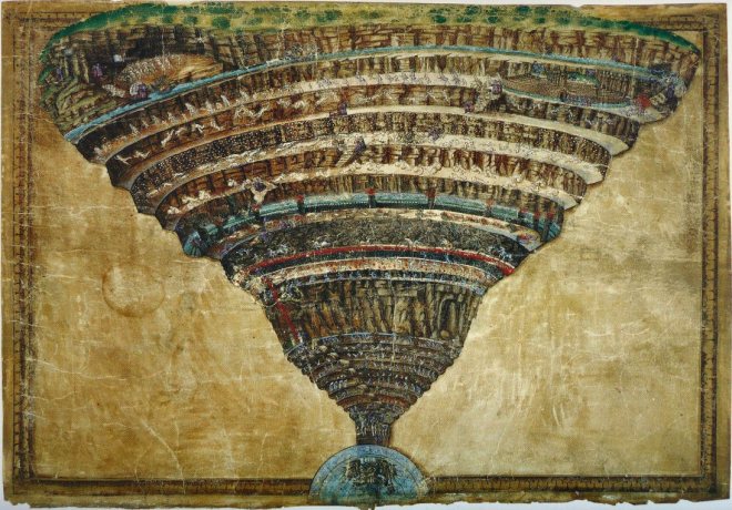 Sandro Botticelli, La Voragine dell'Inferno, 1490-1495.